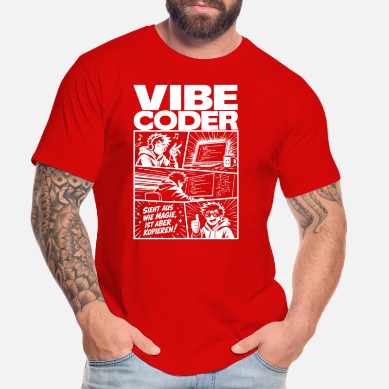 Vibe Coder Magie durch Kopieren Comic Männer Premium Bio T-Shirt