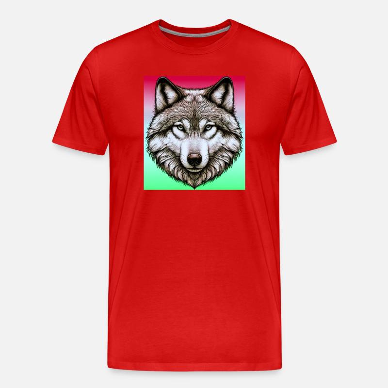 Wolf - Männer Premium Bio T-Shirt - Rot