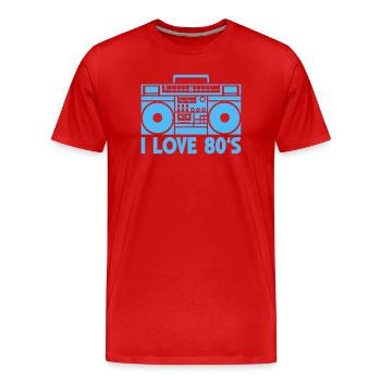 80er Boombox Statement - Männer Premium Bio T-Shirt - Rot - Vorne - Damien (186cm)