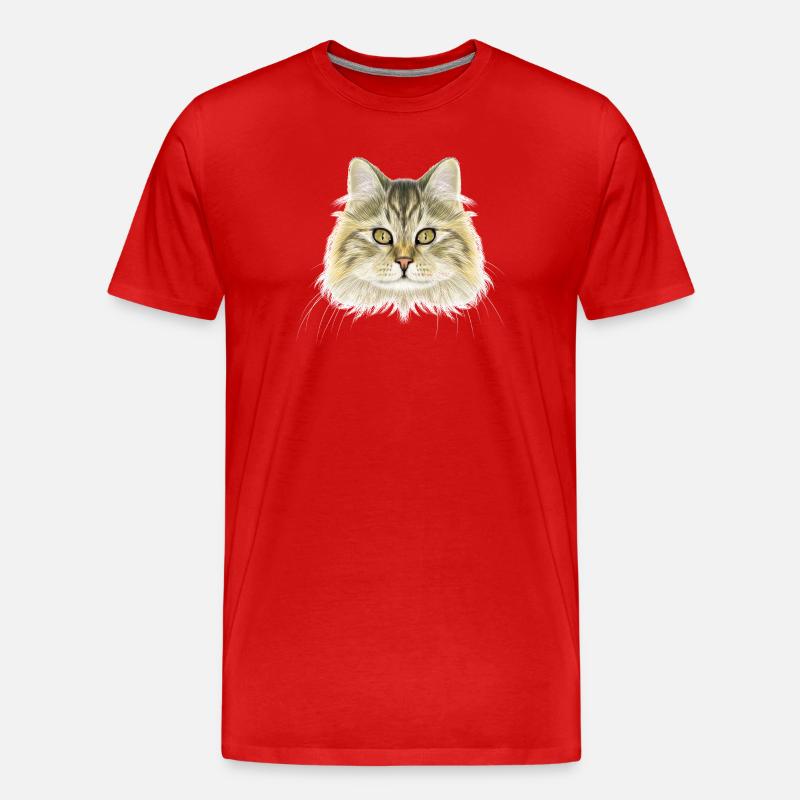 Norwegische Waldkatze  - Männer Premium Bio T-Shirt - Rot