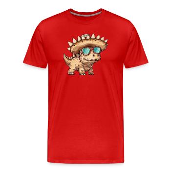 Dinosaurier stegosaurus Sombrero - Männer Premium Bio T-Shirt - Rot - Vorne - Damien (186cm)
