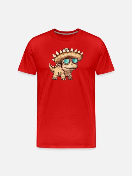Dinosaurier stegosaurus Sombrero - Männer Premium Bio T-Shirt - Rot