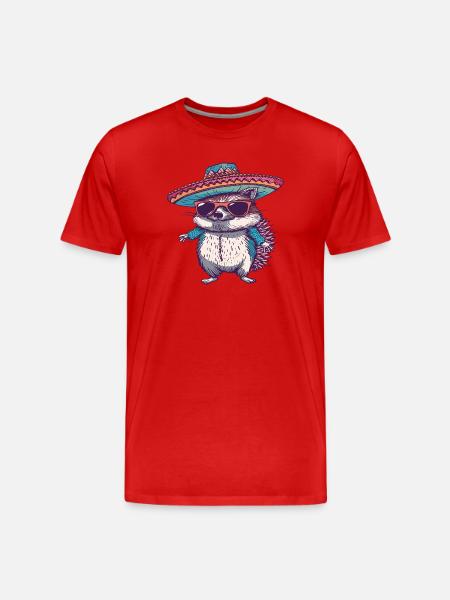 Hedgehog Comic Funny Sombrero - Men's Premium Organic T-Shirt - red