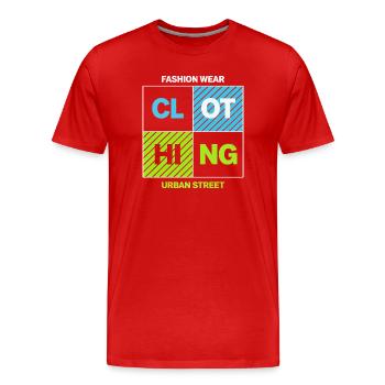 Neon-Quadrate Urban Street Collage - Männer Premium Bio T-Shirt - Rot - Vorne - Damien (186cm)
