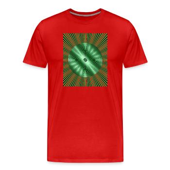 Grüner Strahlenkreis Optik - Männer Premium Bio T-Shirt - Rot - Vorne - Damien (186cm)