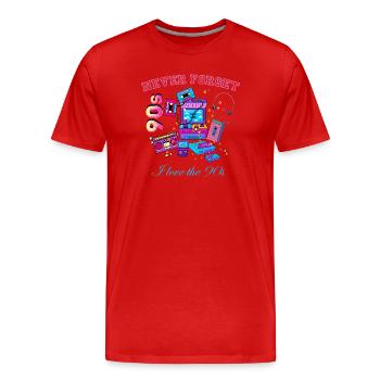 Retro 90s never forget - Men's Premium Organic T-Shirt - red - Front - Damien (186cm)