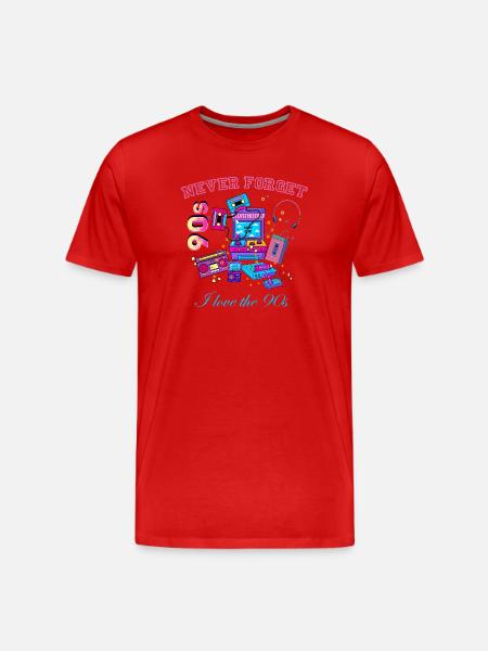 Retro 90s never forget - Men's Premium Organic T-Shirt - red