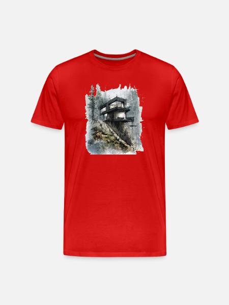 Waldglashütte auf der Klippe - Männer Premium Bio T-Shirt - Rot