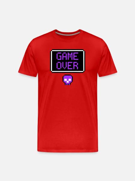 Game Over Skull Pixel Art - Men's Premium Organic T-Shirt - red