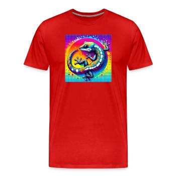 Gecko - Männer Premium Bio T-Shirt - Rot - Vorne - Damien (186cm)