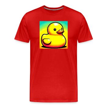Ente Ente Ente Ente Ente - Männer Premium Bio T-Shirt - Rot - Vorne - Damien (186cm)