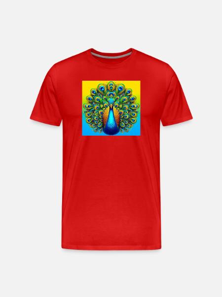 peacock - Men's Premium Organic T-Shirt - red