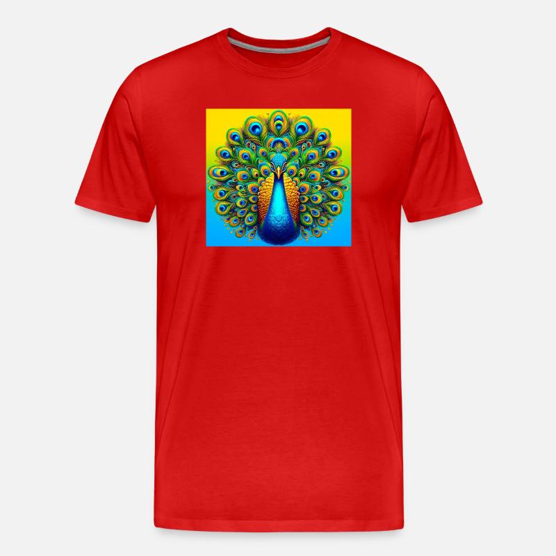 Pfau - Männer Premium Bio T-Shirt - Rot