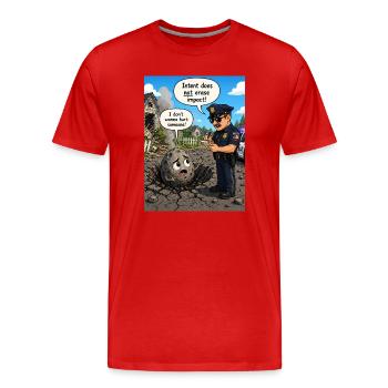 L’intention n’annule pas l’effet - T-shirt bio Premium Homme - rouge - Devant - Damien (186cm)