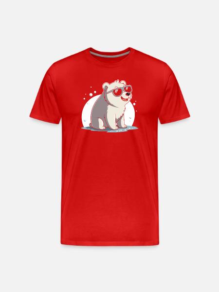 Chic polar bear in glasses - Men's Premium Organic T-Shirt - red