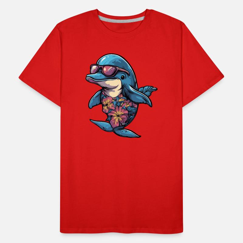 Delfin Comic Urlaub Männer Premium Bio T-Shirt