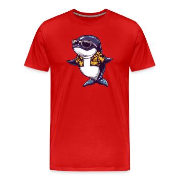 Vacances de bandes dessinées Whale - T-shirt bio Premium Homme - rouge - Devant - Damien (186cm)