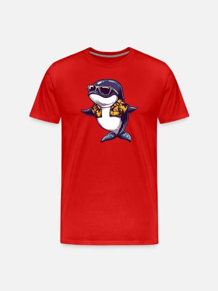 Whale Comic Vacation - Men's Premium Organic T-Shirt - red