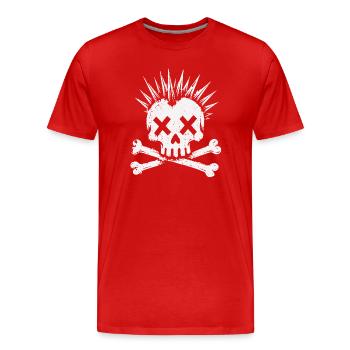 Punk Skull Mohawk Rock Alternative Shirt - Männer Premium Bio T-Shirt - Rot - Vorne - Damien (186cm)