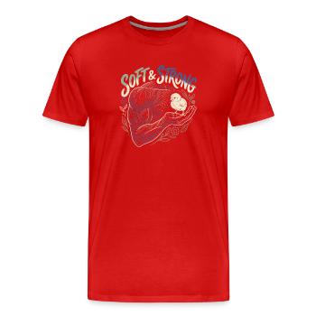 Hommes doux et forts - T-shirt bio Premium Homme - rouge - Devant - Damien (186cm)