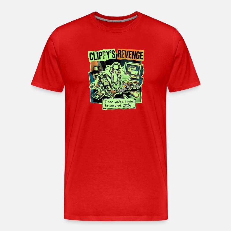 Clippy Revenge - Männer Premium Bio T-Shirt - Rot