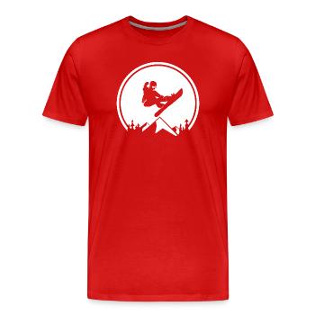 Snowboarder-Silhouette am Mountain Peak - Männer Premium Bio T-Shirt - Rot - Vorne - Damien (186cm)
