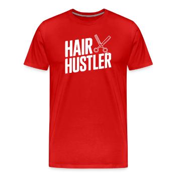 Hair Hustler - Men's Premium Organic T-Shirt - red - Front - Damien (186cm)