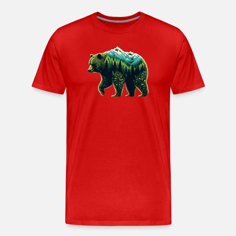 Bergwaldbär - Männer Premium Bio T-Shirt - Rot