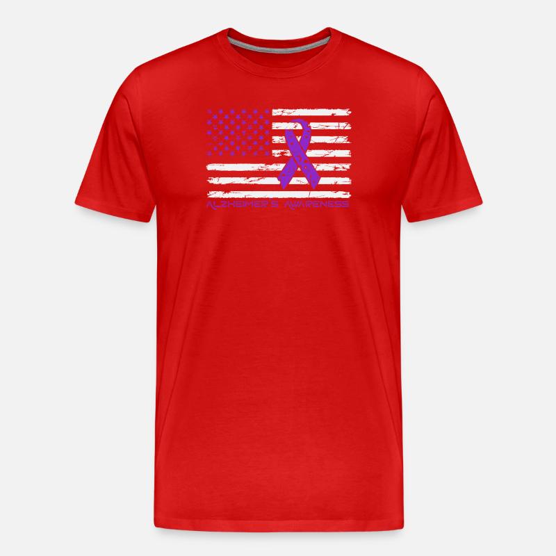 Ruban Violet Alzheimer Drapeau US - T-shirt bio Premium Homme - rouge