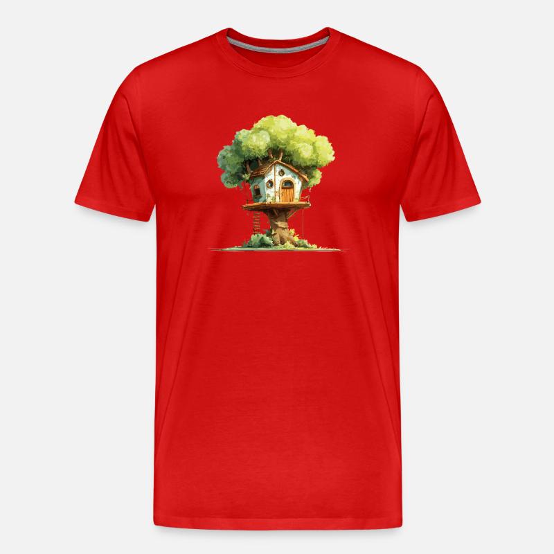 Cabane dans l’arbre dans la canopée - T-shirt bio Premium Homme - rouge