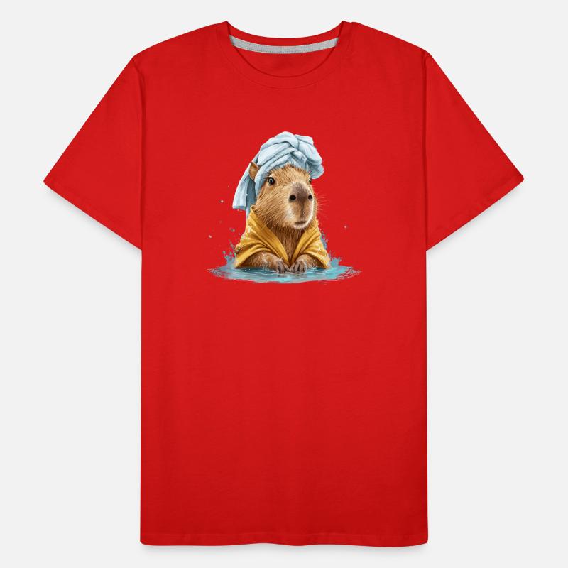 Kapybara in a bath towel and bathrobe Men's Premium Organic T-Shirt