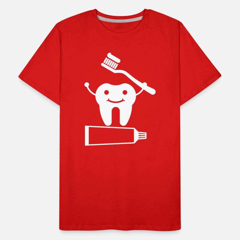 Tooth with toothbrush and toothpaste Men's Premium Organic T-Shirt
