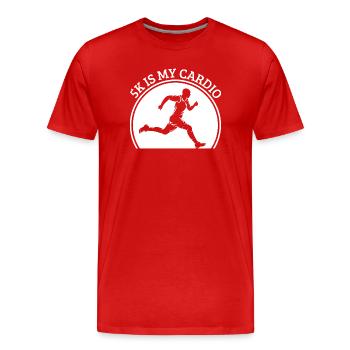 Le 5K marathon est mon cadeau de course cardio - T-shirt bio Premium Homme - rouge - Devant - Damien (186cm)
