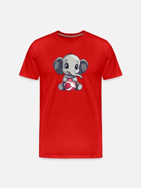 Kleiner Elefant mit Ball - Männer Premium Bio T-Shirt - Rot