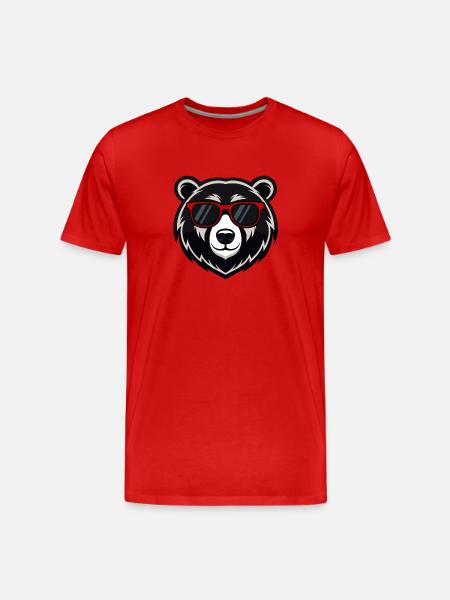 Coole Teddybär-rote Brille - Männer Premium Bio T-Shirt - Rot