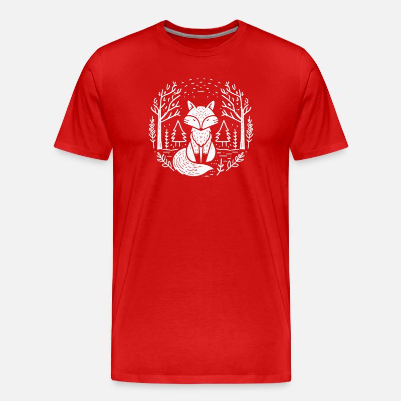 Fuchs im Wald Kreis Illustration - Männer Premium Bio T-Shirt - Rot