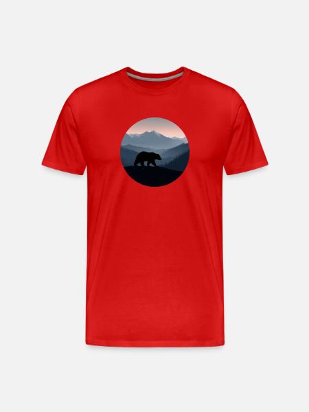 bear, bear logo, landscape - Men's Premium Organic T-Shirt - red
