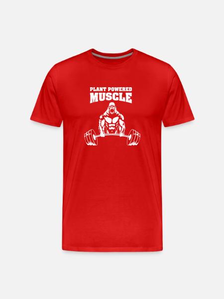 Plant Powered Muscle - Men's Premium Organic T-Shirt - red