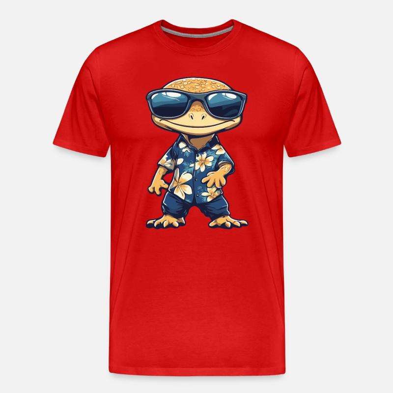 Echse Comic Urlaub - Männer Premium Bio T-Shirt - Rot