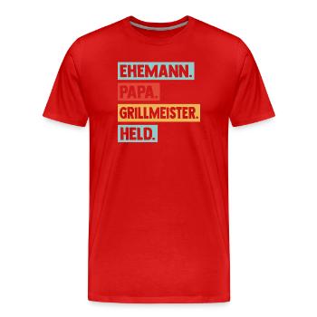Grill Master Dad Father Hero BBQ Men - Men's Premium Organic T-Shirt - red - Front - Damien (186cm)