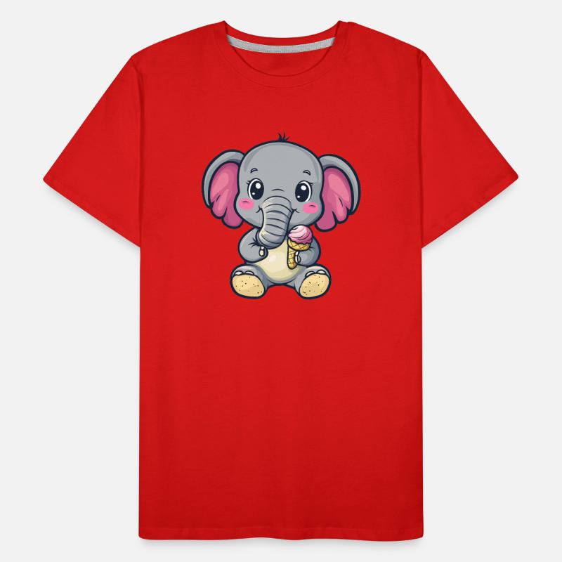 Kleiner Elefant genießt Eis Männer Premium Bio T-Shirt