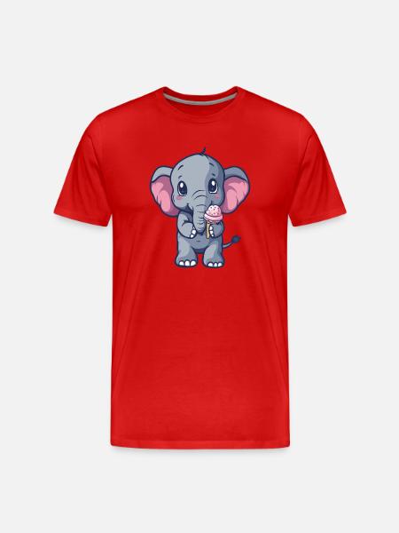 Kleiner Elefant Eiscreme Freund - Men's Premium Organic T-Shirt - red