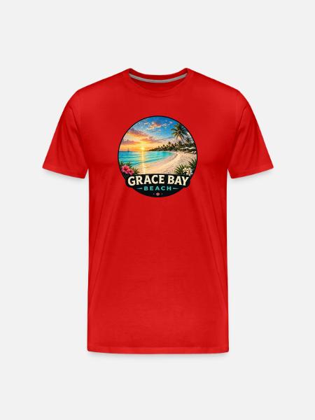 Grace Bay Beach Caribbean Vacation Sunset - Men's Premium Organic T-Shirt - red