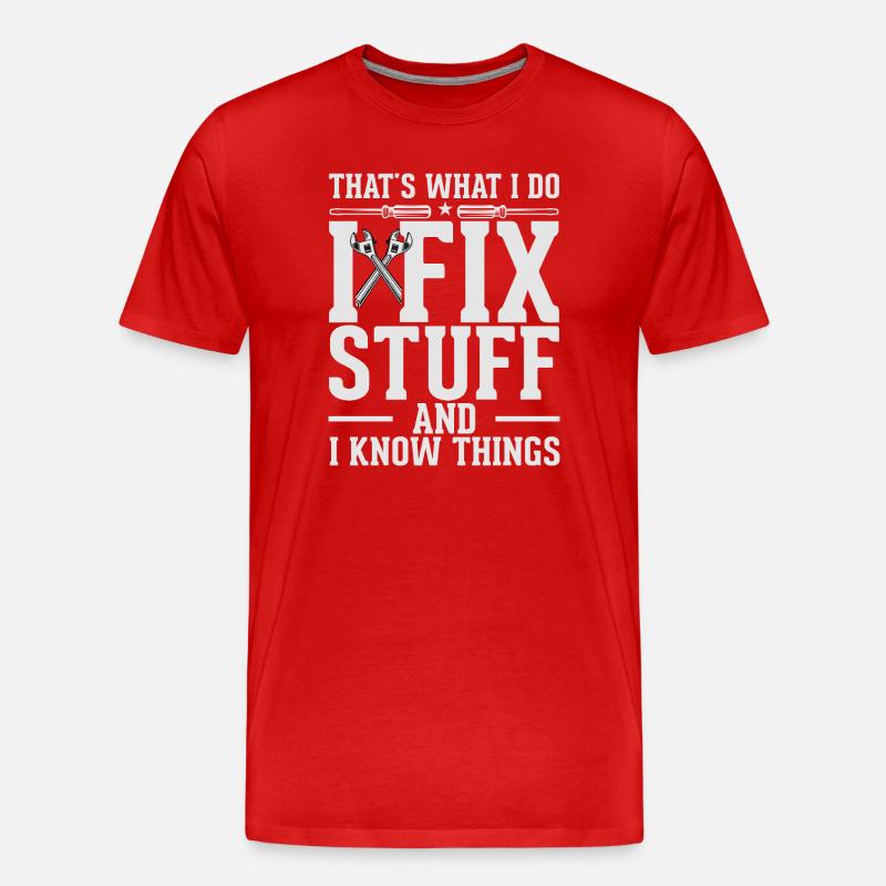 Repariere Dinge und weiß Dinge - Männer Premium Bio T-Shirt - Rot