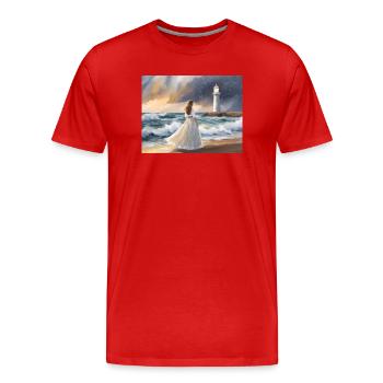La Femme et le Phare - T-shirt bio Premium Homme - rouge - Devant - Damien (186cm)
