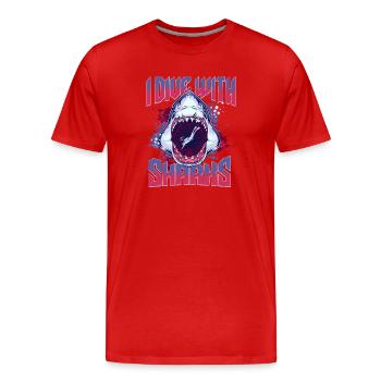 I Dive with Sharks - Hai Scuba Diver Taucher  - Männer Premium Bio T-Shirt - Rot - Vorne - Damien (186cm)
