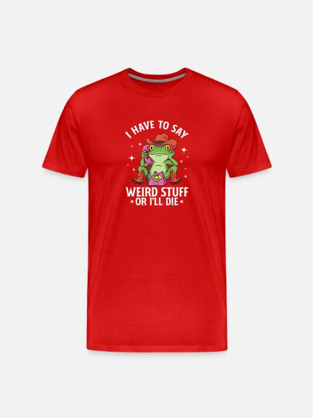Frog Weird Stuff Meme - Men's Premium Organic T-Shirt - red