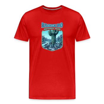 Saguaro National Park Wappen - Männer Premium Bio T-Shirt - Rot - Vorne - Damien (186cm)