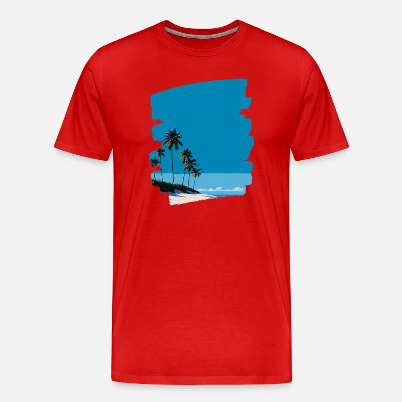 Strand Meer Palmen - Männer Premium Bio T-Shirt - Rot