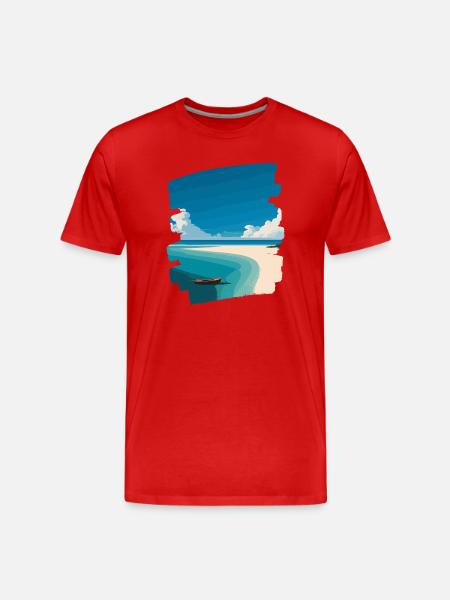 Beach Sea Palm Trees - Men's Premium Organic T-Shirt - red